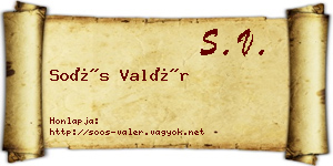 Soós Valér névjegykártya